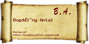 Bogdány Antal névjegykártya